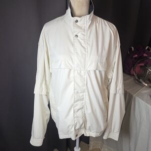 Tourney 1897‎ Convertable Windbreaker Jacket Mens M Off White Golf Protour Vtg